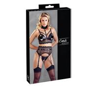 Set di Lingerie in Pizzo Lucido con Manette Bondage - Cottelli Collection (Nero) - XL