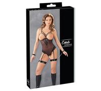 Body bondage con reggicalze e manette di Cottelli in anelli metallici (nero) - M