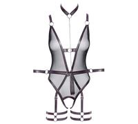 Cottelli BONDAGE Crotchless Body Modellante, Nero/Viola, S Donna