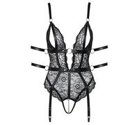Cottelli BONDAGE Crotchless Body Modellante, Nero, XL Donna