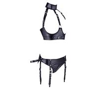 Set di Lingerie Bondage Lucido con Manette (nero)