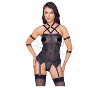 Reggiseno a Rete con Restrizioni per le Mani e Perizoma Bondage Cottelli (Nero) - M