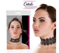 Cottelli Collection BLACK lace CHOKER 5 cm wide ELEGANT SEXY collarino in PIZZO