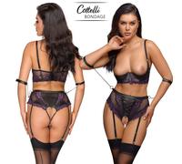 Cottelli Collection Bondage Set Reggiseno in Stile Burlesque Erotic Lace Bra Set