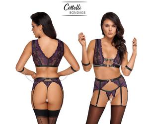 Cottelli Collection Bondage Set Reggiseno Perizoma e Reggicalze in Pizzo Viola