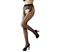 Cottelli Legwear Collant Senza Cavallo, Nero/Rosso, S Donna