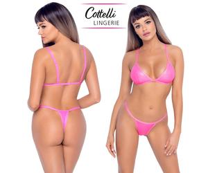 Cottelli Collection Costume da Bagno DONNA Mini Bikini due pezzi ROSA HOT PINK