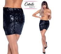 Cottelli Collection Mini Gonna Corta Paillettes Nera con Zip Slim Skirt Sequin