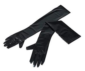 Cottelli Collection Piccoli / grandi Black Wetlook guanti extra lunghi per le donne