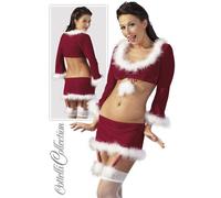 Cottelli Collection Set Natalizio Top e Pantaloncini Rossi - Morbide Piume Sexy