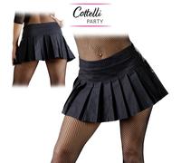 Cottelli Collection sexy GONNA corta svasata a PIEGHE nera ZIP mini SKIRT PARTY