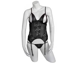 Cottelli Collection Sexy Set Top Aperto Giarrettiera/String nero taglia XL