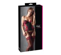 Cottelli - Bustino e Perizoma con Rose (nero-rosso) - 80C/L