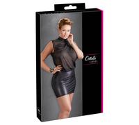 Cottelli CURVES Mini abito sexy con top in rete nero 3XL
