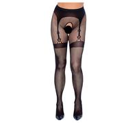 Cottelli Legwear - Collant a rete di rete con effetto reggicalze aperto - nero (S-L)
