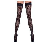 Cottelli Hold Up Stockings Leopard 2520656 Black 4-L