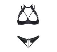 Cottelli - set reggiseno sollevante con pizzo e colletto (nero) - 80B/M