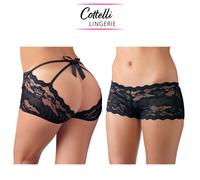 Cottelli Lingerie Sexy Panties Backless Bow Mutandine Aperte Nero Pizzo Fiocco