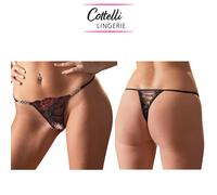 Cottelli Lingerie String Perizoma Nero Cavallo Aperto Ricamato Decorato Strass