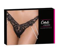 Tanga di Lusso Ricamato con Perline Cottelli (Nero)