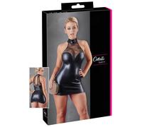 Miniabito luccicante con pizzo e collare a girocollo Cottelli (nero) - XL