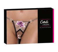 Tanga Lusso Ricamato con Giglio di Cottelli (Nero-Bianco) - M/L