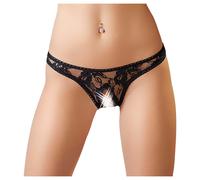 Cottelli Collection – Perizoma Sexy aperto in pizzo ricamato, nero – Taglia S