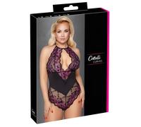 Body Plus Size Cottelli con Motivi Floreali (Nero-Viola) - 4XL