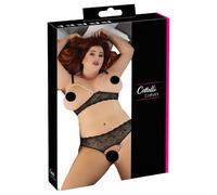 Set di intimo sexy in pizzo con perle - Cottelli Taglie Forti (nero) - XL
