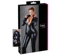 Cottelli Plus Size - tuta party lucida a maniche lunghe (nera) - 2XL