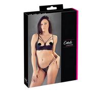 Set Intimo Sollevamento Seno con Laccetti e Anelli in Pizzo di Cottelli (Nero) - 80B/M