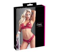 Cottelli Collection – Set 2 pz reggiseno e perizoma in pizzo, coppe aperte – Rosso M