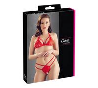 Set di lingerie in pizzo rosso aperto Cottelli