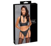 Cottelli Set Seducente: Bralette Nera Con Collare E Slip Con Cinghie