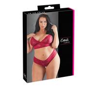 Cottelli Taglie Comode - Set reggiseno in pizzo morbido (rosso) - 4XL
