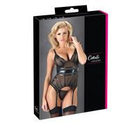 Top trasparente con reggicalze e strisce luminose Cottelli (nero) - XL