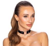 Cottelli Wide Choker with Metal Heart Black