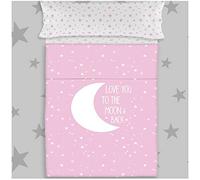 COTTON ARTean Set di Lenzuola per Bambini/Giovani Moon Pink Letto 90 x 190/200. 100% Cotone.