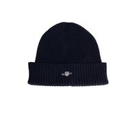 Cotton Blend Logo Beanie, Blu Marino, Taglia Unica