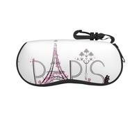 Cotton Candy - Custodia per occhiali da sole leggera e morbida, in neoprene, con cerniera, borsa portatile per occhiali da vista con gancio per donne e uomini, Torre Con Parigi Coppia Viaggio Fiori