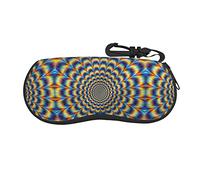 Cotton Candy - Custodia per occhiali da sole leggera e morbida, in neoprene, con cerniera, borsa portatile per occhiali da vista con gancio per donne e uomini, Illusione ottica a spirale Gif, Taglia