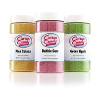 Cotton Candy Express Floss Sugar - Confezione assortita di barattoli di plastica da 30-325 ml di Bubble Gum, mela verde, zuccheri filo interdentale Pina Colada, da utilizzare con macchina da banco