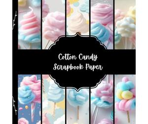 Cotton Candy Scrapbook Paper, Sweets Junk Journal Paper, Food Decorative Paper, DIY Projects, Origami, Collage Sheets, Decoupage Paper, 10 Designs, Double Sided