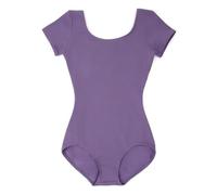 Cotton Classic Short Sleeve Leotard, Dark Lavender, Small