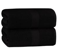 Cotton Craft - 2 Pack Luxury Oversize Hotel Asciugamano da bagno - Nero - 100% Anello Cotone - 40x80 - Peso pesante 700 grammi - 2 strati di costruzione - Altamente assorbente - Facile manutenzione