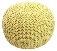 COTTON CRAFT - Pouf Dori lavorato a mano - Giallo - Pouf da pavimento - 100% cotone intrecciato - Fatto a mano e cucito a mano - Seduta davvero unica nel suo genere - 51 Diametro x 36 Altezza (cm)