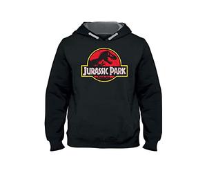 cotton division Jurassic Park Kids - Classic Logo Unisex Felpa con Cappuccio Nero 116 100% Cotone Regular