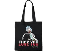 cotton division Tote Bag Rick and MorTY FUCK YOU, Referenza: BWRIMODBB002, nero, 38 x 40 cm, Nero, 38 x 40 cm, Utility