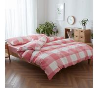 Cotton Duvet Cover Queen Size Gingham Stripe Design, Soft Striped Duvet Cover with Zipper Closure, Modern Comforter Cover for Bedroom, Guest Room & Dorm (AJ,2M)