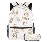 Cotton Jatropha Flower Keep Your Essentials in One Place, zaino con astuccio, il set di zaini per la scuola definitivo per studenti, Multicolore#05, B:29.4x20x40cm P:19x7.5x3.8cm, Zaini Daypack